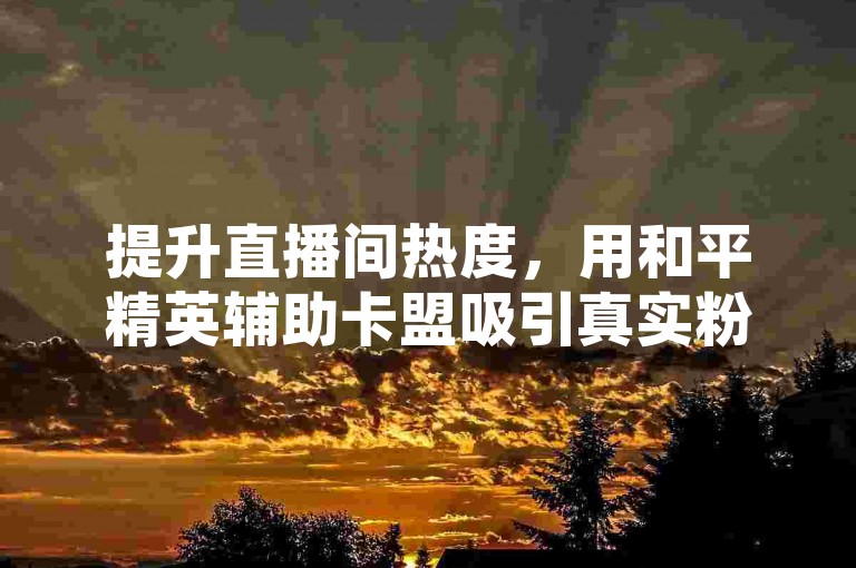 提升直播间热度，用和平精英辅助卡盟吸引真实粉丝互动。