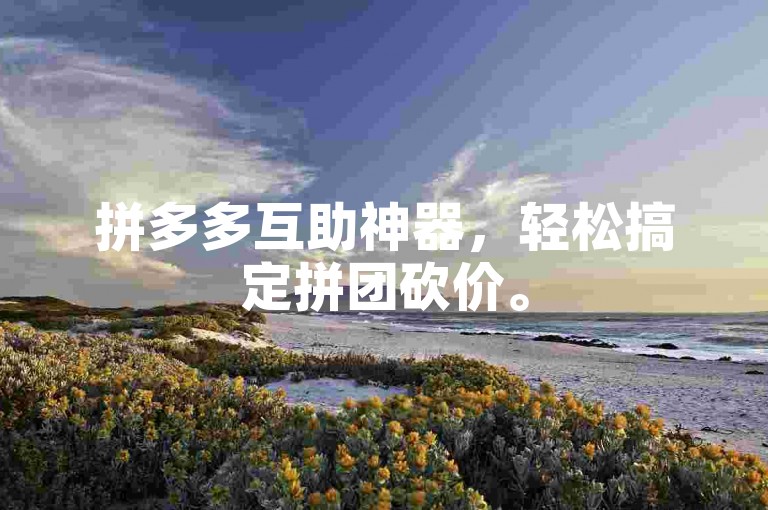 拼多多互助神器，轻松搞定拼团砍价。