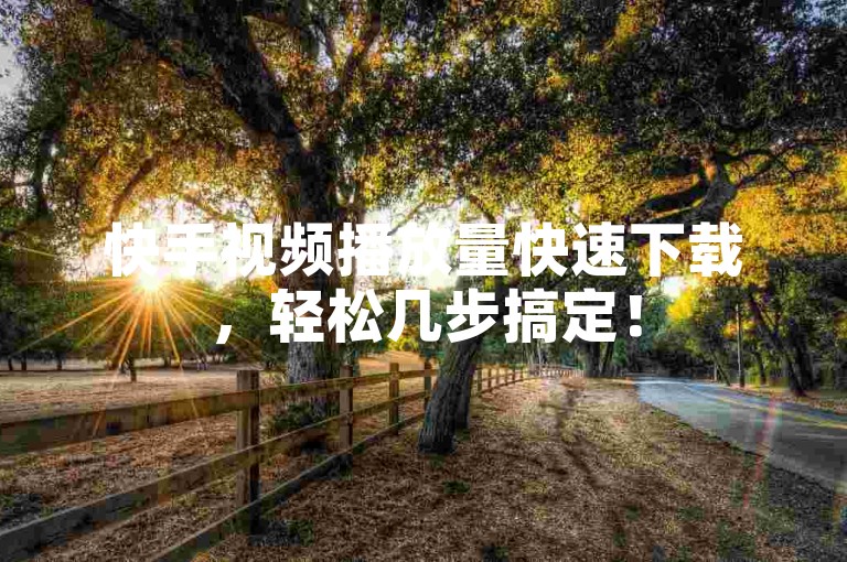 快手视频播放量快速下载，轻松几步搞定！