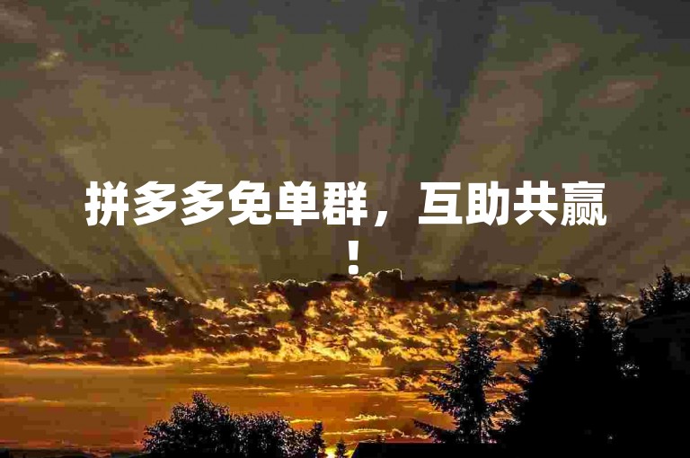 拼多多免单群，互助共赢！