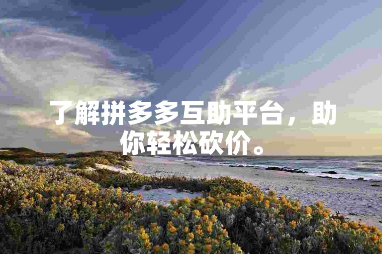 了解拼多多互助平台，助你轻松砍价。