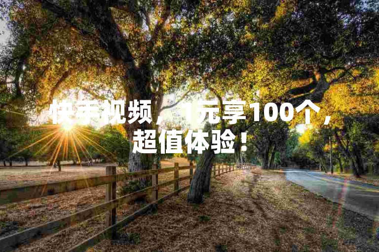 快手视频，1元享100个，超值体验！