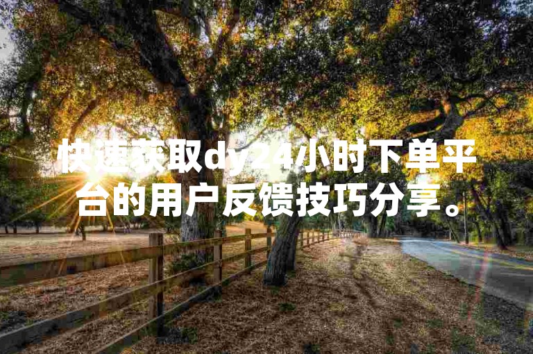 快速获取dy24小时下单平台的用户反馈技巧分享。