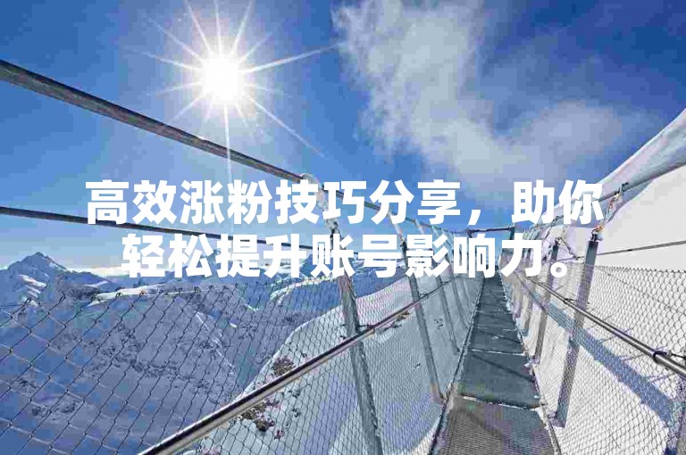 高效涨粉技巧分享，助你轻松提升账号影响力。