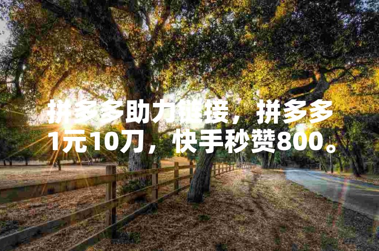 拼多多助力链接，拼多多1元10刀，快手秒赞800。