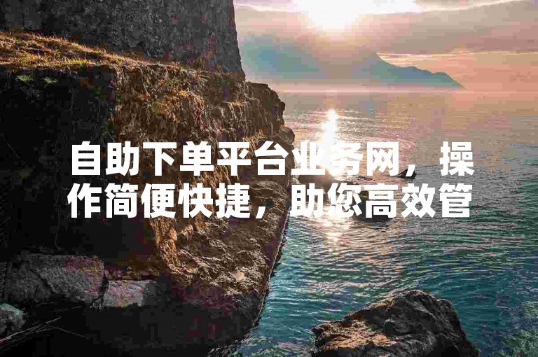 自助下单平台业务网，操作简便快捷，助您高效管理订单。