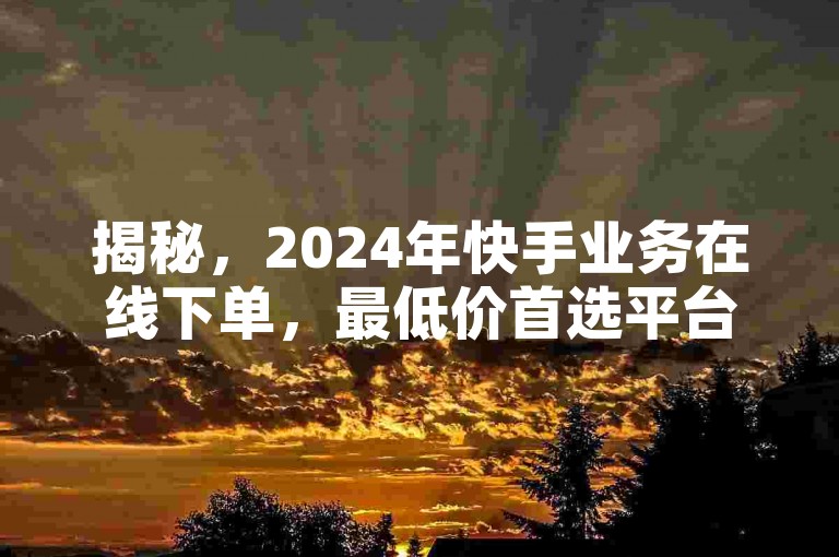 揭秘，2024年快手业务在线下单，最低价首选平台！