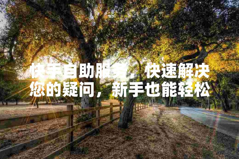 快手自助服务，快速解决您的疑问，新手也能轻松上手！