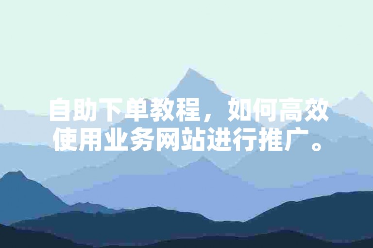 自助下单教程，如何高效使用业务网站进行推广。
