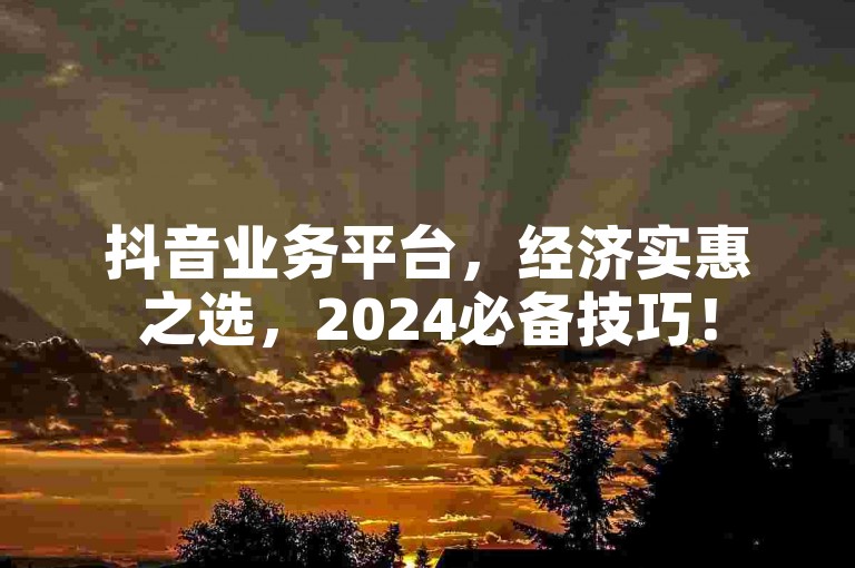 抖音业务平台，经济实惠之选，2024必备技巧！