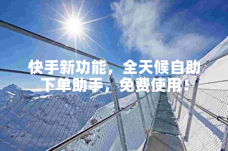 快手新功能，全天候自助下单助手，免费使用！