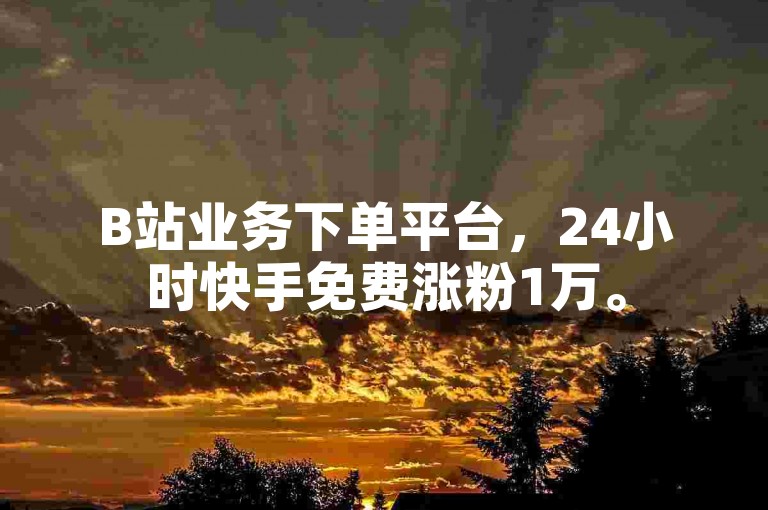 B站业务下单平台，24小时快手免费涨粉1万。
