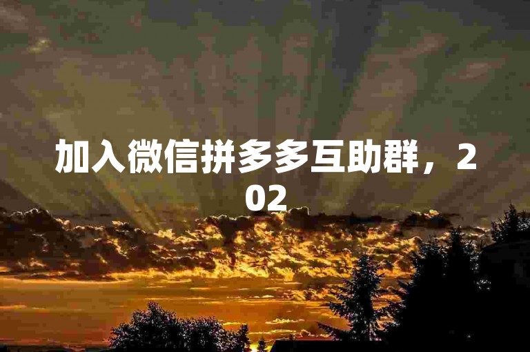 加入微信拼多多互助群，2025年一起助力省钱购物。