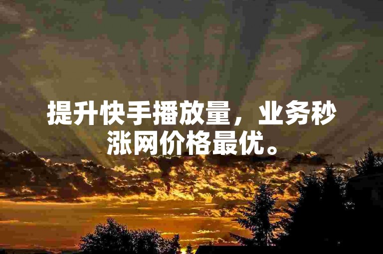 提升快手播放量，业务秒涨网价格最优。