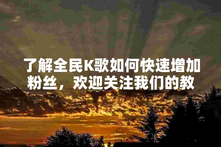 了解全民K歌如何快速增加粉丝，欢迎关注我们的教程。