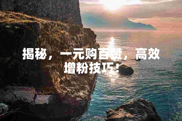 揭秘，一元购百赞，高效增粉技巧！