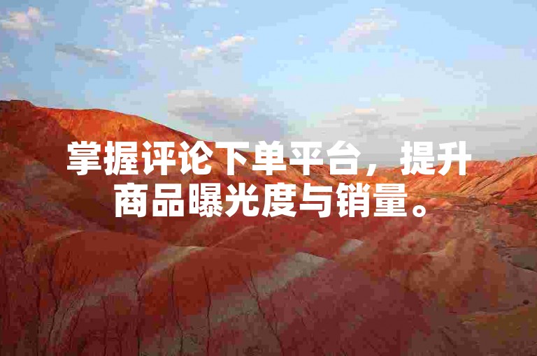 掌握评论下单平台，提升商品曝光度与销量。
