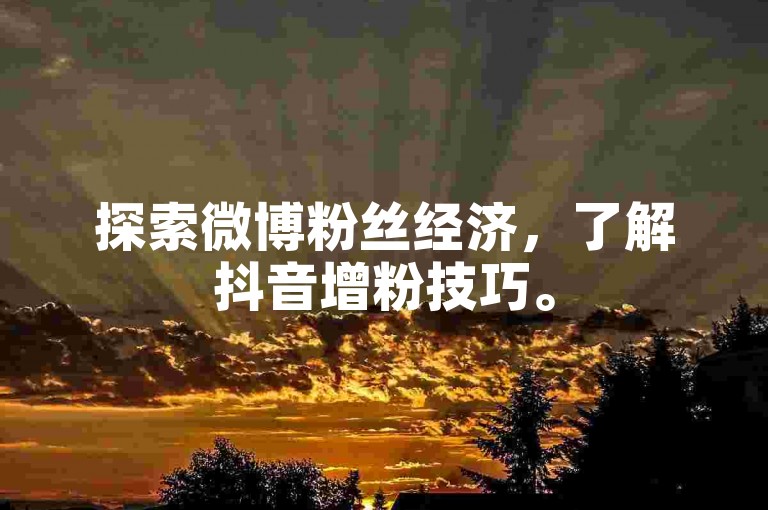 探索微博粉丝经济，了解抖音增粉技巧。