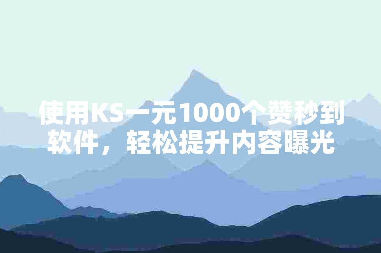 使用KS一元1000个赞秒到软件，轻松提升内容曝光度。