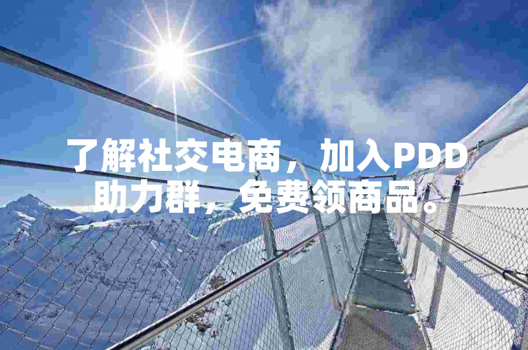 了解社交电商，加入PDD助力群，免费领商品。