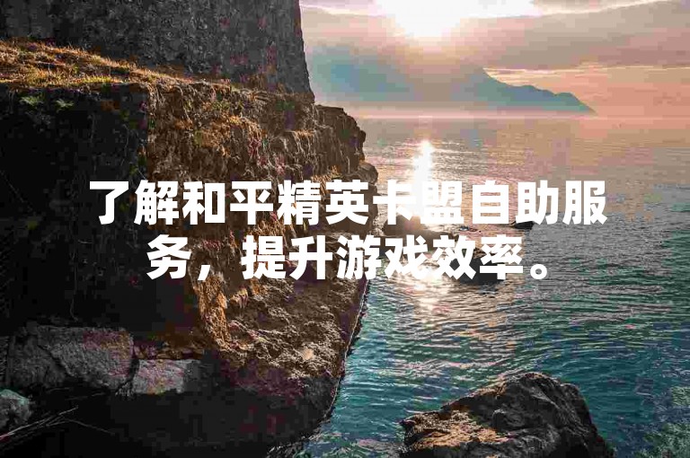 了解和平精英卡盟自助服务，提升游戏效率。