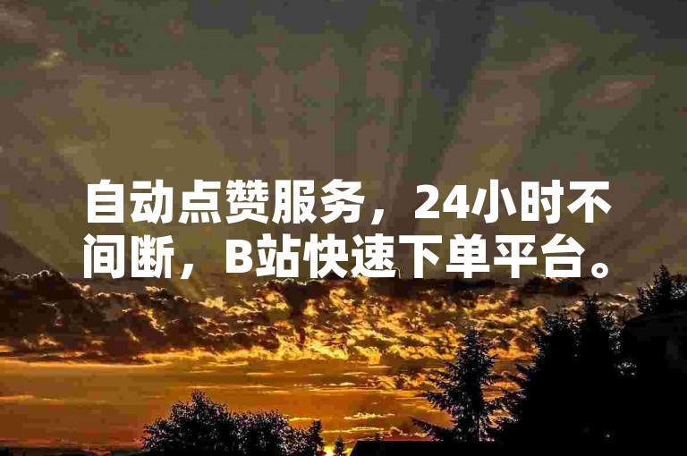 自动点赞服务，24小时不间断，B站快速下单平台。