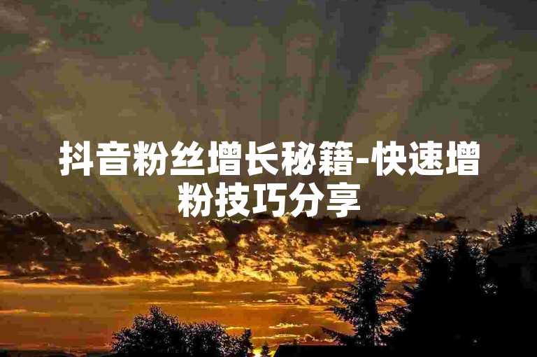抖音粉丝增长秘籍-快速增粉技巧分享