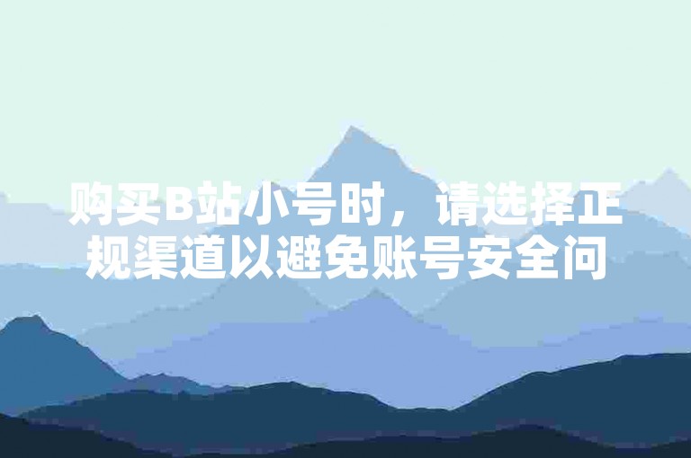 购买B站小号时，请选择正规渠道以避免账号安全问题。