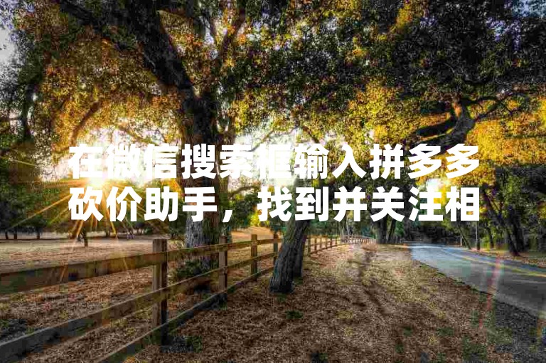 在微信搜索框输入拼多多砍价助手，找到并关注相关公众号。