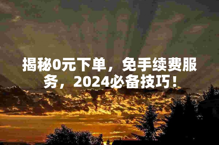 揭秘0元下单，免手续费服务，2024必备技巧！