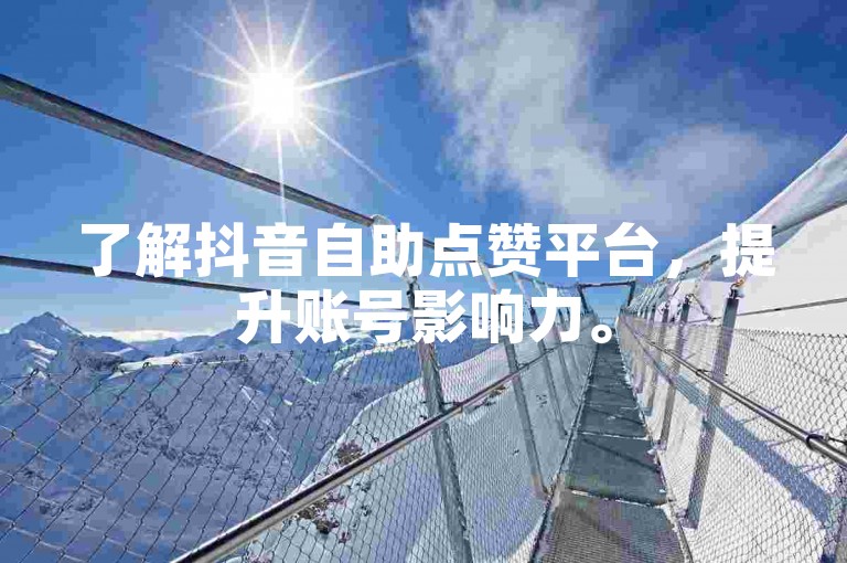 了解抖音自助点赞平台，提升账号影响力。