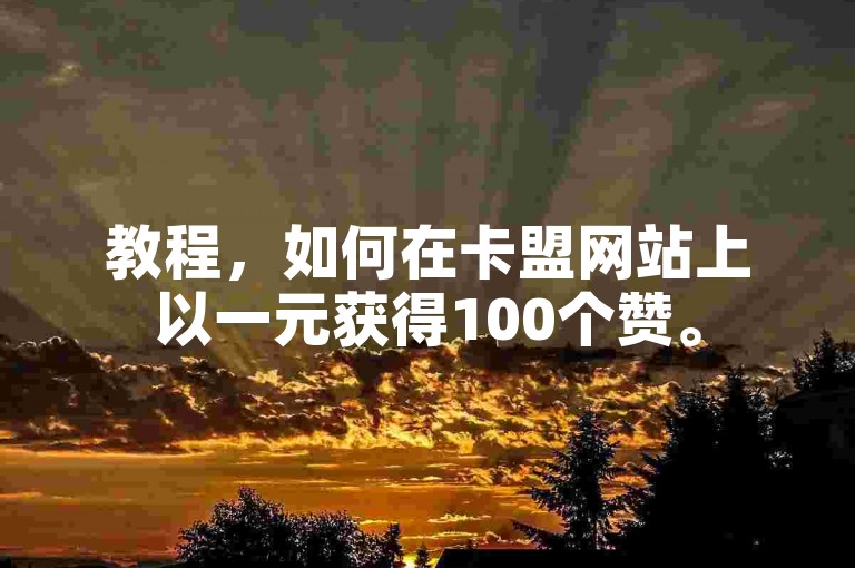 教程，如何在卡盟网站上以一元获得100个赞。
