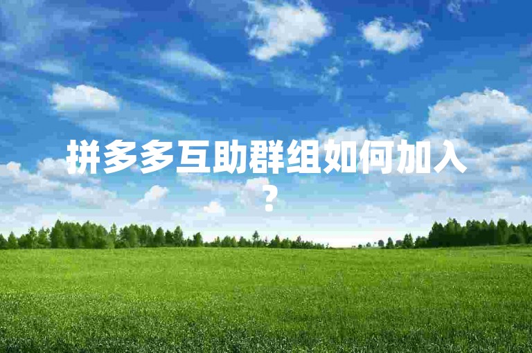 拼多多互助群组如何加入？