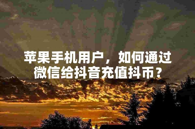 苹果手机用户，如何通过微信给抖音充值抖币？