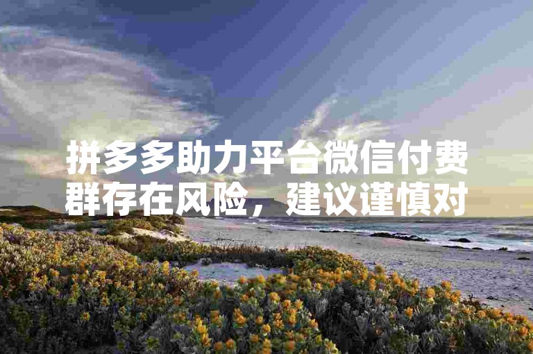 拼多多助力平台微信付费群存在风险，建议谨慎对待。