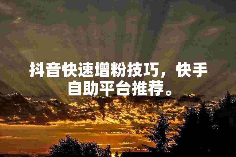 抖音快速增粉技巧，快手自助平台推荐。