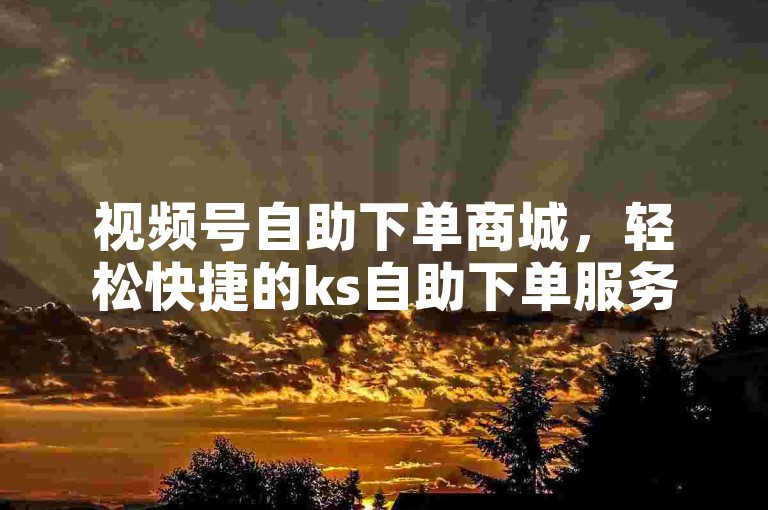 视频号自助下单商城，轻松快捷的ks自助下单服务平台。