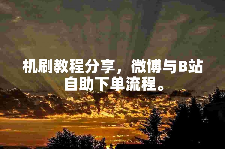机刷教程分享，微博与B站自助下单流程。