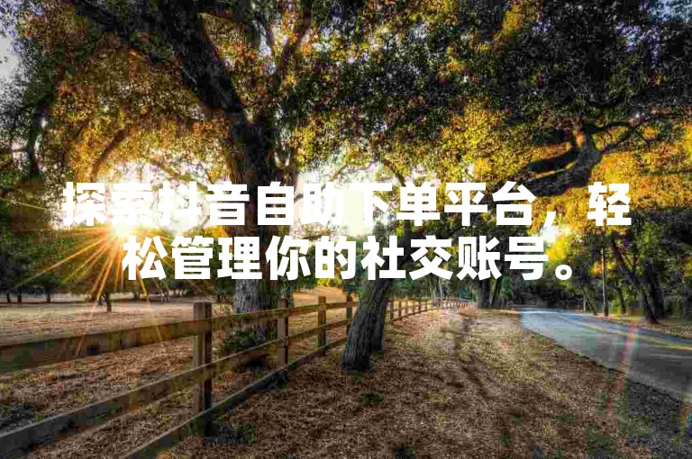 探索抖音自助下单平台，轻松管理你的社交账号。