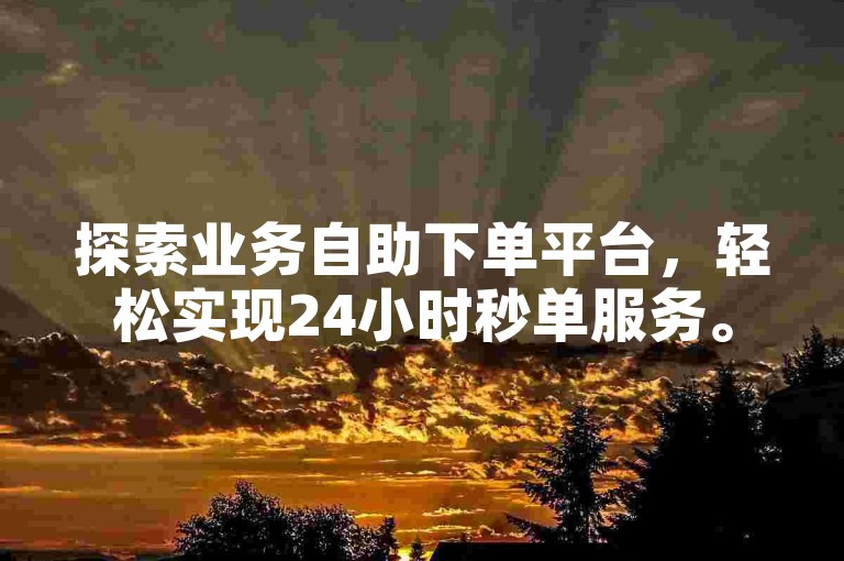 探索业务自助下单平台，轻松实现24小时秒单服务。