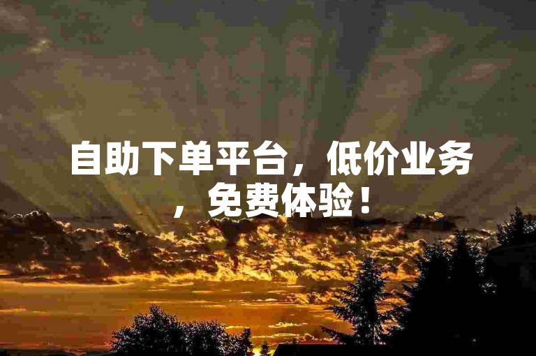 自助下单平台，低价业务，免费体验！