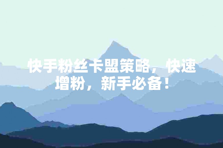 快手粉丝卡盟策略，快速增粉，新手必备！