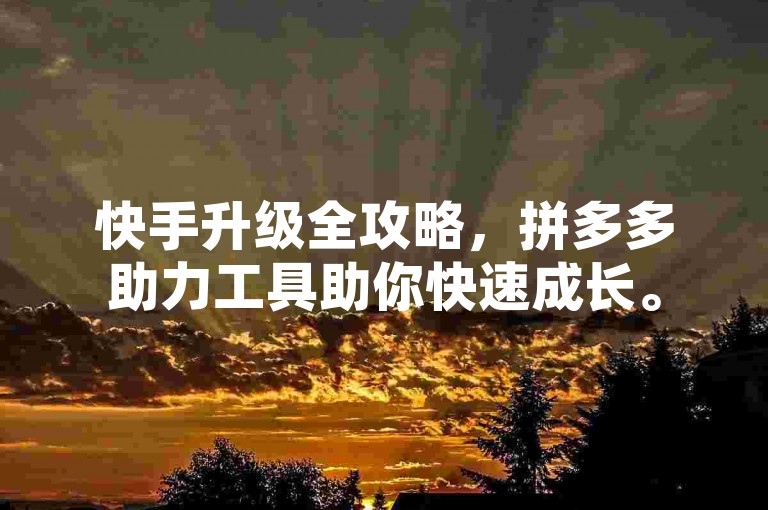快手升级全攻略，拼多多助力工具助你快速成长。