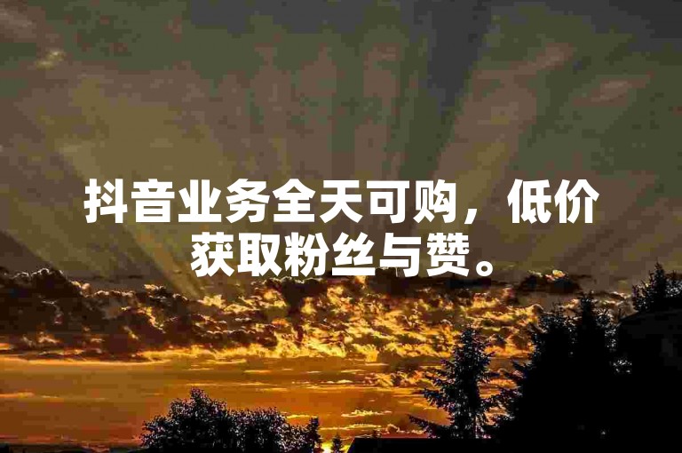 抖音业务全天可购，低价获取粉丝与赞。