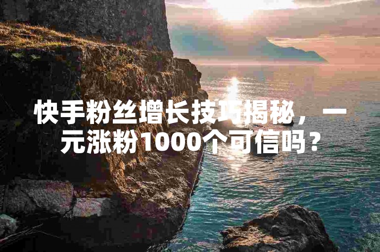 快手粉丝增长技巧揭秘，一元涨粉1000个可信吗？