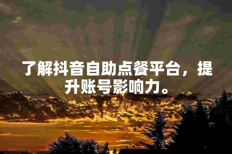 了解抖音自助点餐平台，提升账号影响力。