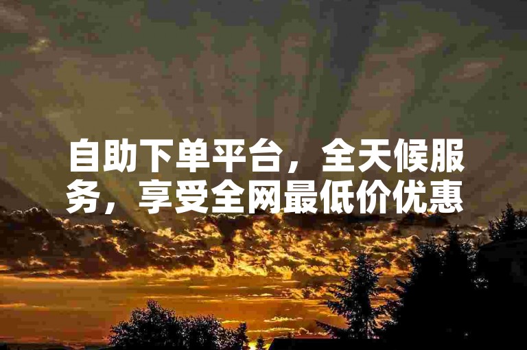 自助下单平台，全天候服务，享受全网最低价优惠。