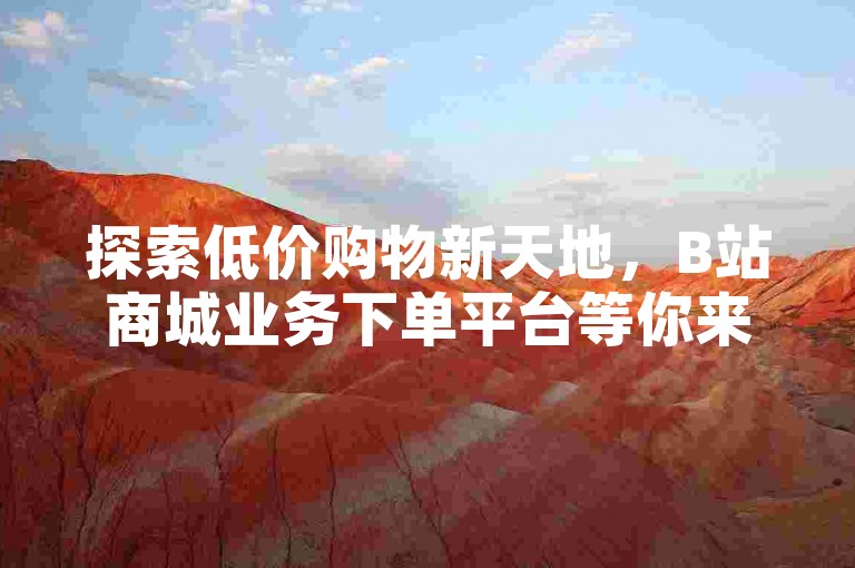 探索低价购物新天地，B站商城业务下单平台等你来体验。