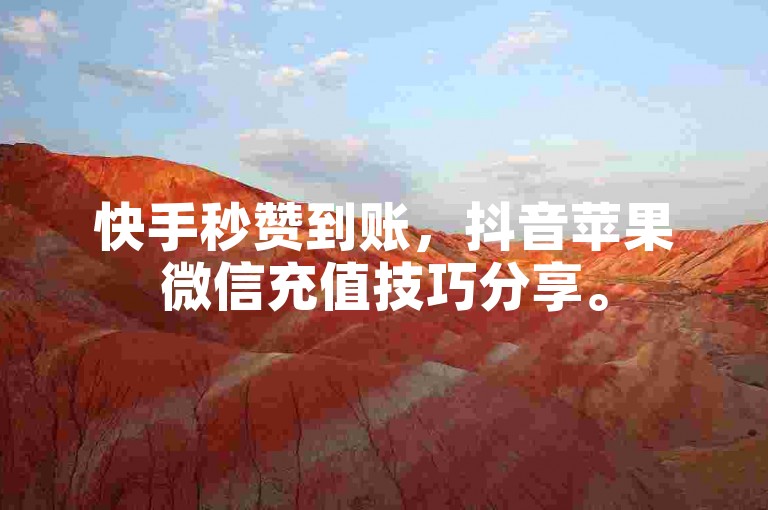 快手秒赞到账，抖音苹果微信充值技巧分享。