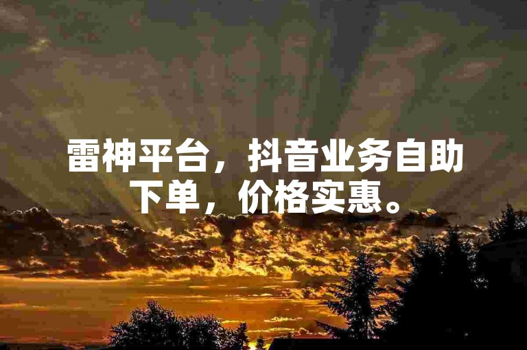 雷神平台，抖音业务自助下单，价格实惠。